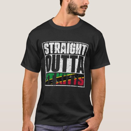 Straight Outta St Kitts Flag T-shirt (Voorkant)