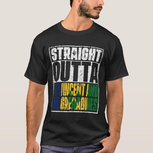 Straight Outta St Vincent en de Grenadines vlag T-shirt (Voorkant)