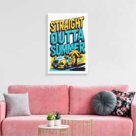 Straight Outta Summer - Retro Terug naar school Canvas Afdruk