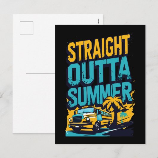 Straight Outta Summer - Retro Terug naar school Feestdagenkaart (Voorkant / Achterkant)
