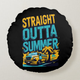 Straight Outta Summer - Retro Terug naar school Rond Kussen