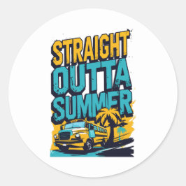 Straight Outta Summer - Retro Terug naar school Ronde Sticker