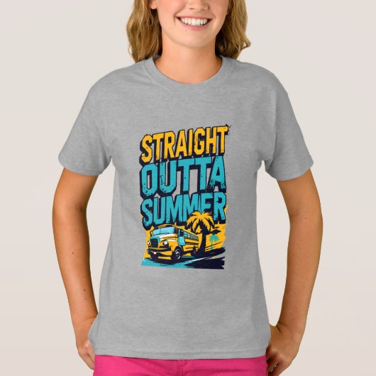 Straight Outta Summer - Retro Terug naar school T-shirt (Voorkant)