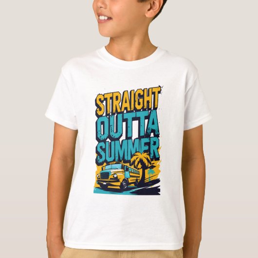Straight Outta Summer - Retro Terug naar school T-shirt (Voorkant)
