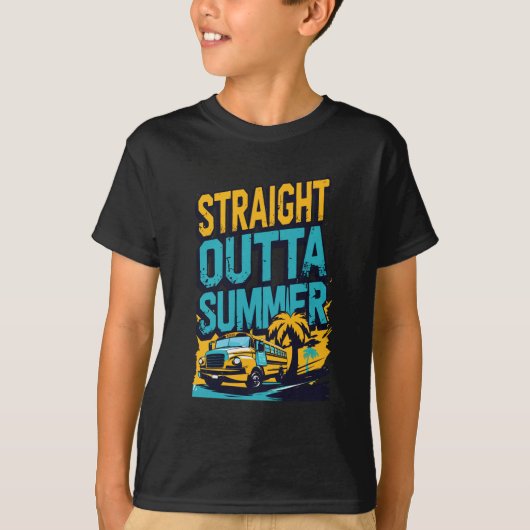 Straight Outta Summer - Retro Terug naar school T-shirt (Voorkant)