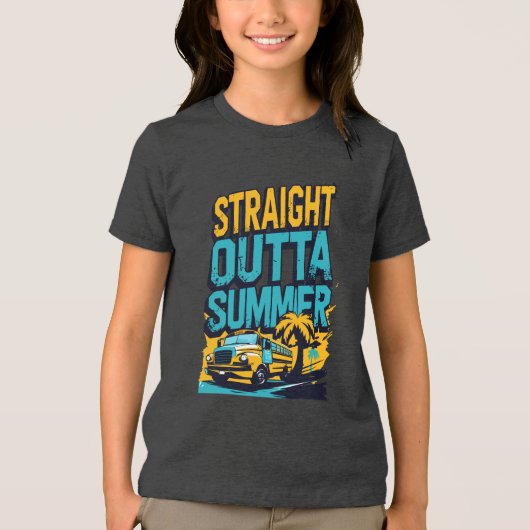 Straight Outta Summer - Retro Terug naar school Tri-Blend Shirt (Voorkant)