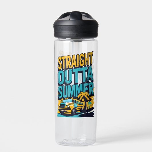 Straight Outta Summer - Retro Terug naar school Waterfles (Voorkant)