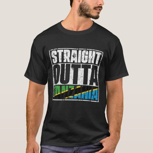 Straight Outta Tanzania Flag T-shirt (Voorkant)