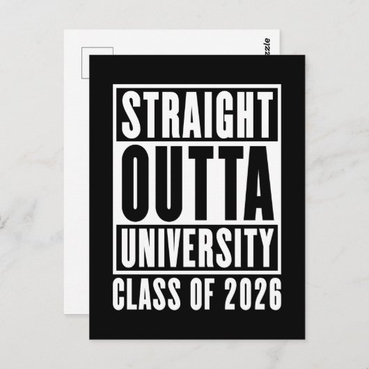 Straight Outta University Class of 2026 Briefkaart (Voorkant / Achterkant)