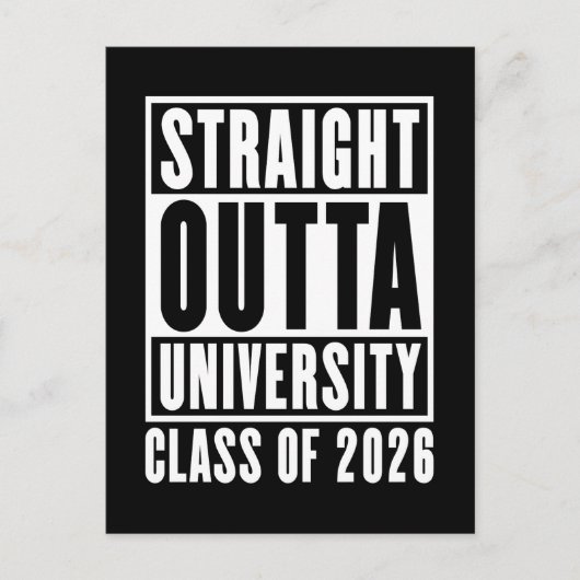 Straight Outta University Class of 2026 Briefkaart (Voorkant)
