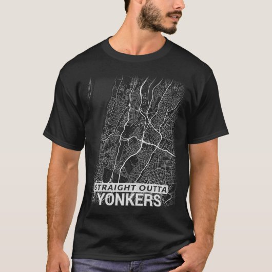 Straight Outta Yonkers City map (GROTE AFDRUKKEN) T-shirt (Voorkant)