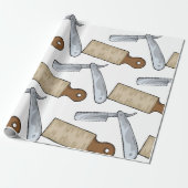  Straight Razor en Strop Barber Shop Cadeaupapier (Uitgerold)