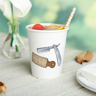 Straight Razor en Strop Barber Shop Papieren Bekers