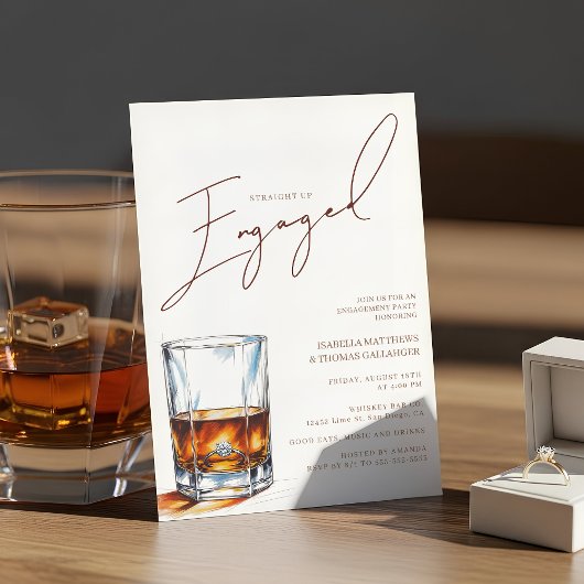 Straight Up geëngageerde Whiskey Engagement Party Kaart