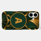 Strak Art Deco Smaragdgroen Gouden Monogram iPhone Case-Mate iPhone Case (Achterkant (horizontaal))