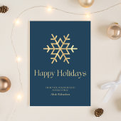 Strak Blauw Goud Sneeuwvlok Notaris Prettige Feest Feestdagenkaart