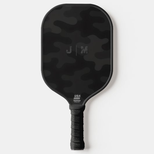 Strak Camo Diepzwart Donkere Kool Monogram Pickleball Paddle (Voorkant)