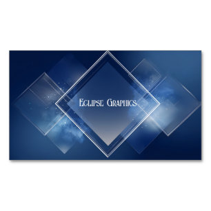 Strak Diamant Geometrisch Blauw Kosmisch Modern Magnetisch Visitekaartje