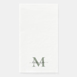 Strak en Eenvoudig Sage Monogram Swash Servet