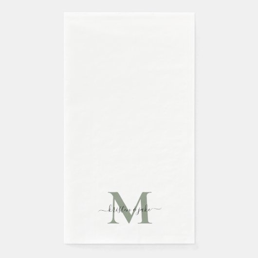 Strak en Eenvoudig Sage Monogram Swash Servet (Voorkant)