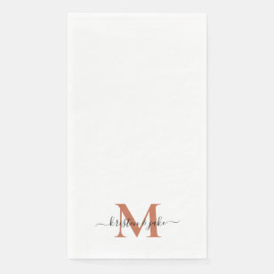 Strak en Eenvoudig Terracotta Monogram Swash Servet