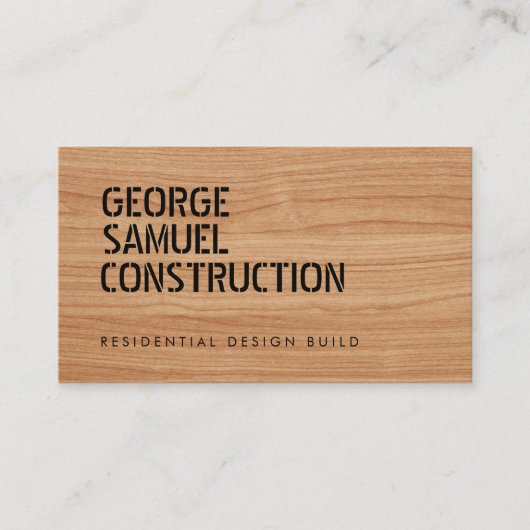 Strak Gegoten Constructie Zakelijk QR Code Houten Visitekaartje (Voorkant)