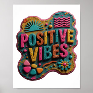Strak gele POSITIEVE VIBES Print