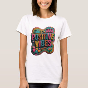 Strak gele POSITIEVE VIBES Print T-shirt