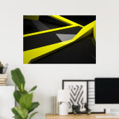 Strak gele zwart geometrisch abstract scherf poster (Thuiskantoor)