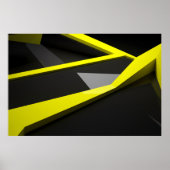 Strak gele zwart geometrisch abstract scherf poster (Voorkant)