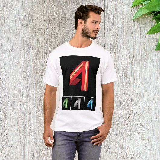 Strak geometrisch nummer 4 moderne typografie t-shirt