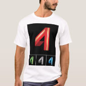 Strak geometrisch nummer 4 moderne typografie t-shirt (Voorkant)