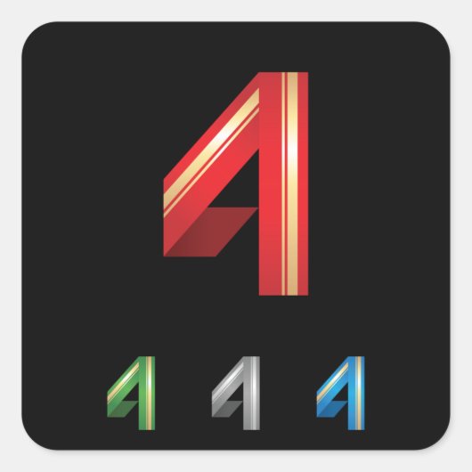 Strak geometrisch nummer 4 moderne typografie vierkante sticker (Voorkant)