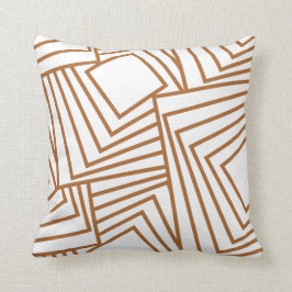 Strak geometrisch patroon wit met koperen accent kussen