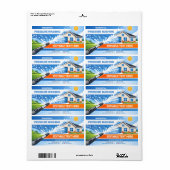 Strak gesplitst woonhuisdrukwasontwerp etiket (Full Sheet)