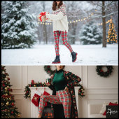 Strak geweven Kerstmis rood groen geruit Leggings
