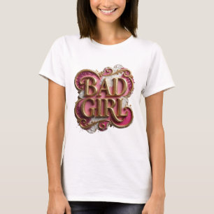 Strak goud BAD GIRL Stout ontwerp T-shirt