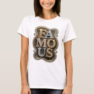Strak goud BEROEMD 3D-tekstkunst T-shirt