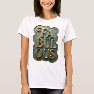 Strak goud FABULOUS Artistiek Motief T-shirt