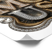 Strak goud FAMOUS 3D-tekstkunst Poster (Hoek)