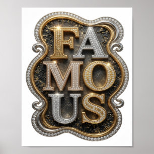 Strak goud FAMOUS 3D-tekstkunst Poster