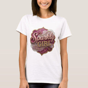 Strak goud FONKELENDE MEISJE Artistiek motief T-shirt