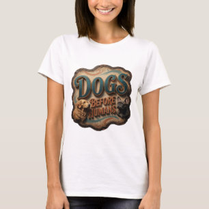 Strak goud HONDEN VOOR MENSEN Print T-shirt