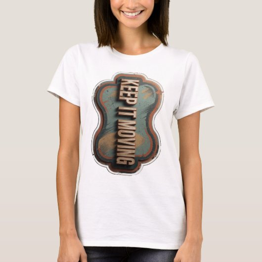 Strak goud KEEP IT MOVING Tekst Design T-shirt (Voorkant)