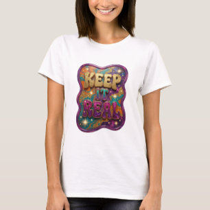 Strak goud KEEP IT REAL 3D-tekstkunst T-shirt