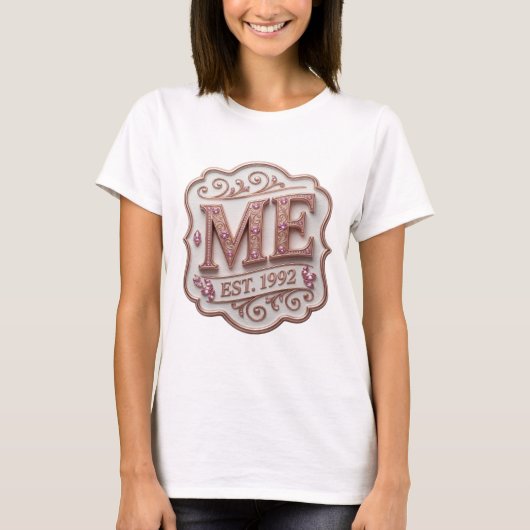 Strak goud ME EST 1992 Statement Design T-shirt (Voorkant)