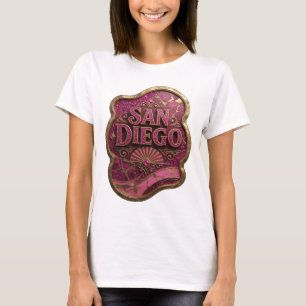 Strak goud SAN DIEGO Artistiek motief T-shirt
