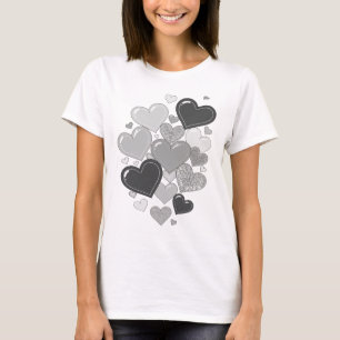 Strak grijs HEARTS artistiek motief T-shirt