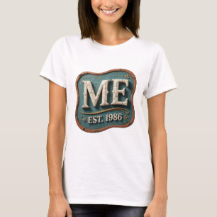 Strak grijs ME EST 1986 Grafisch ontwerp T-shirt