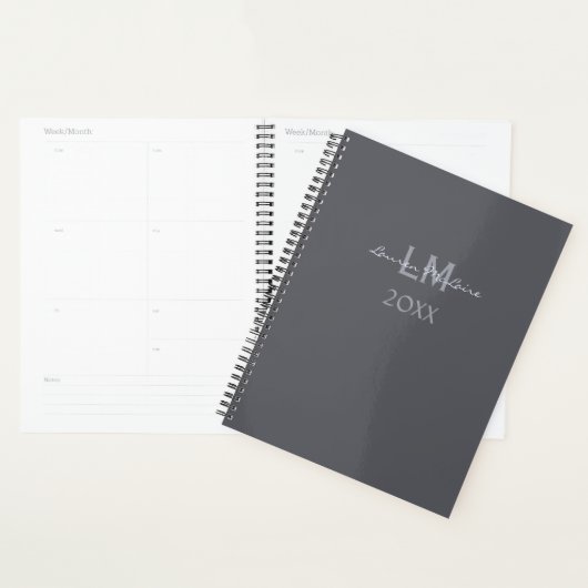 Strak Leigrijs Zakelijk Professioneel Minimalistis Planner (Display)
